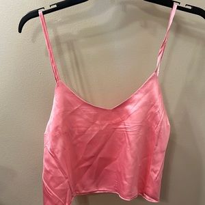 Pink Silky Crop Top and Short Set